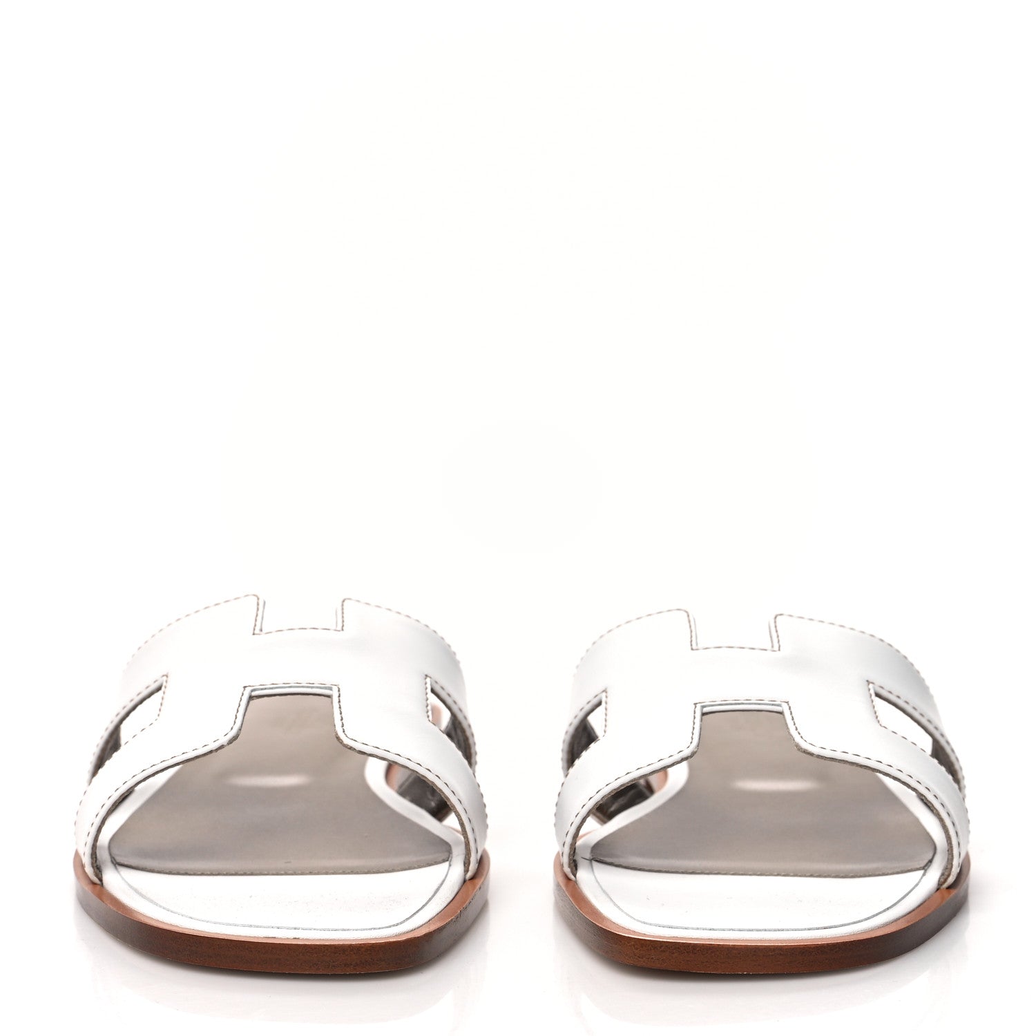 Hermes Box Calfskin Oran Sandals 38 White 2 of 8