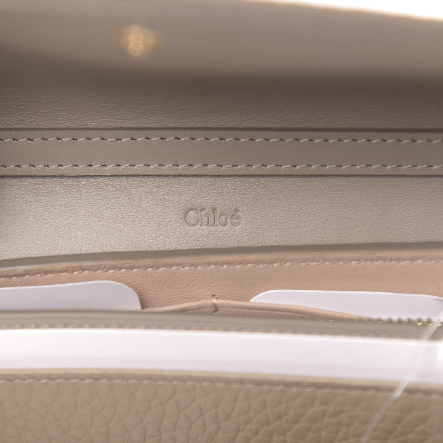 Grained Calfskin Aby Chain Wallet Motty Grey