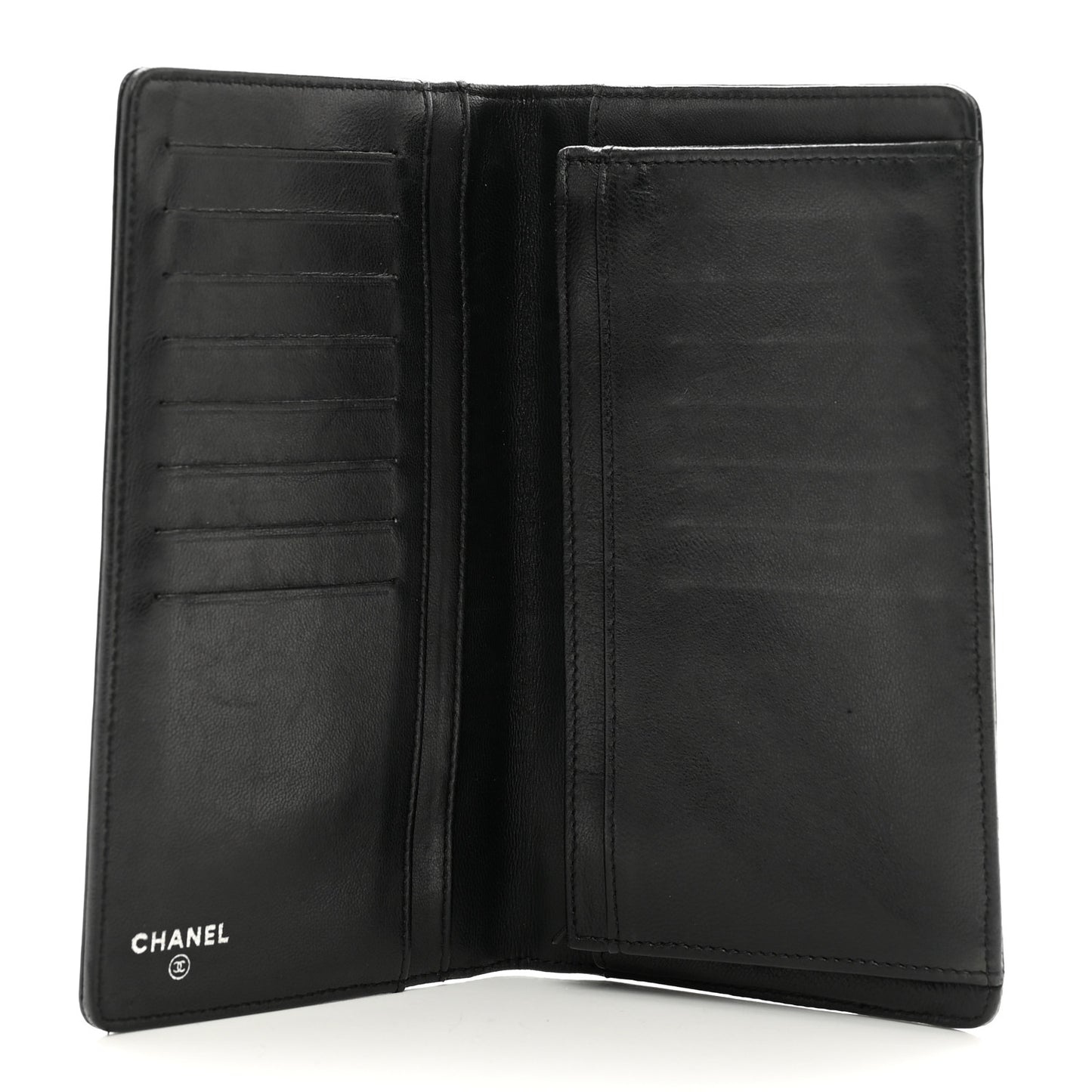 Patent Calfskin Lucky Symbols Yen Wallet Black