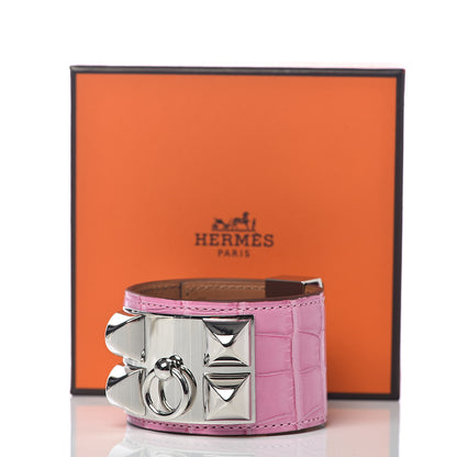Hermes Matte Alligator Collier De Chien CDC Bracelet T2 5P Pink 6 of 6