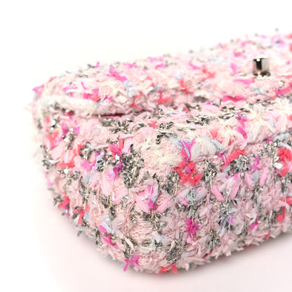 Chanel Tweed Quilted Mini Rectangular Flap Light Pink Silver Blue 9 of 10