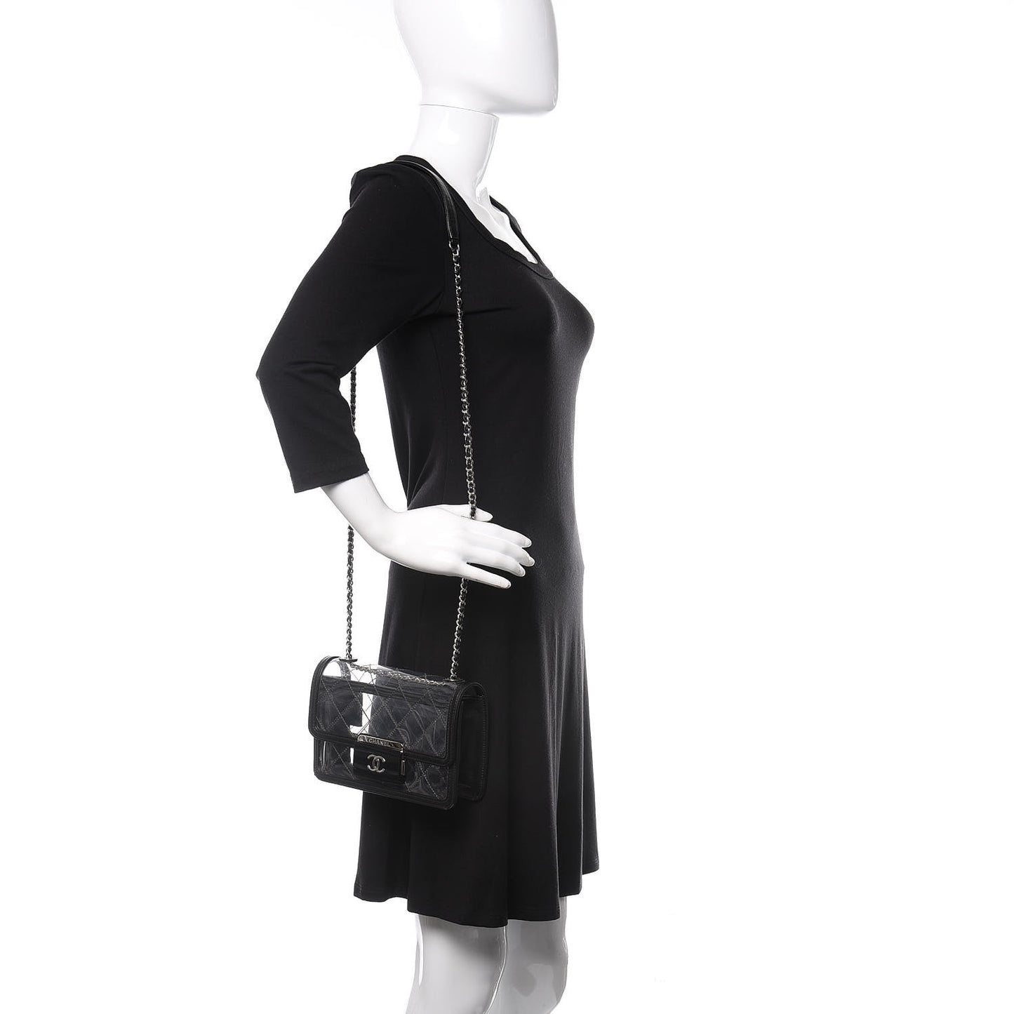 PVC Lambskin Quilted Beauty Lock Flap Black