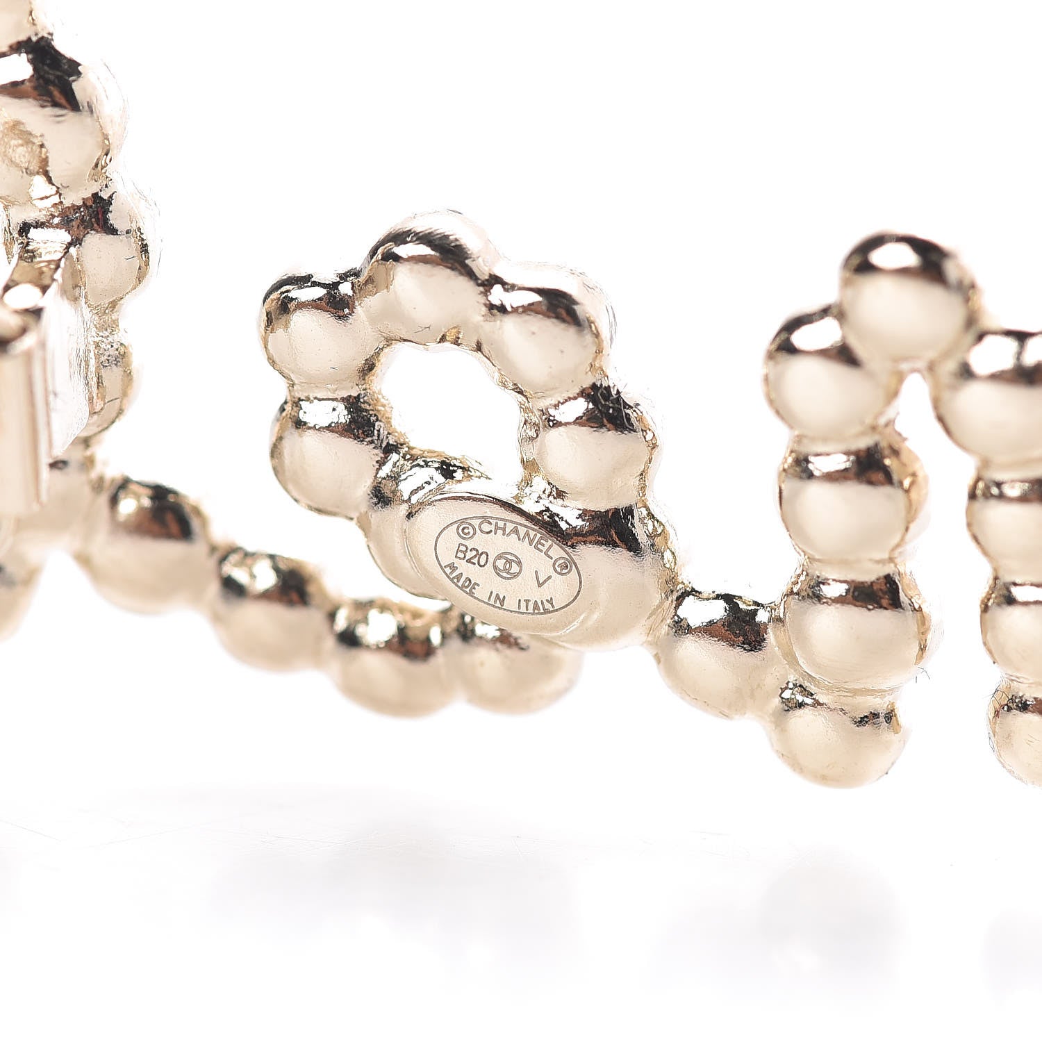 Chanel Metal Glass Swirling Pearls Hair Clip Gold 4 of 4