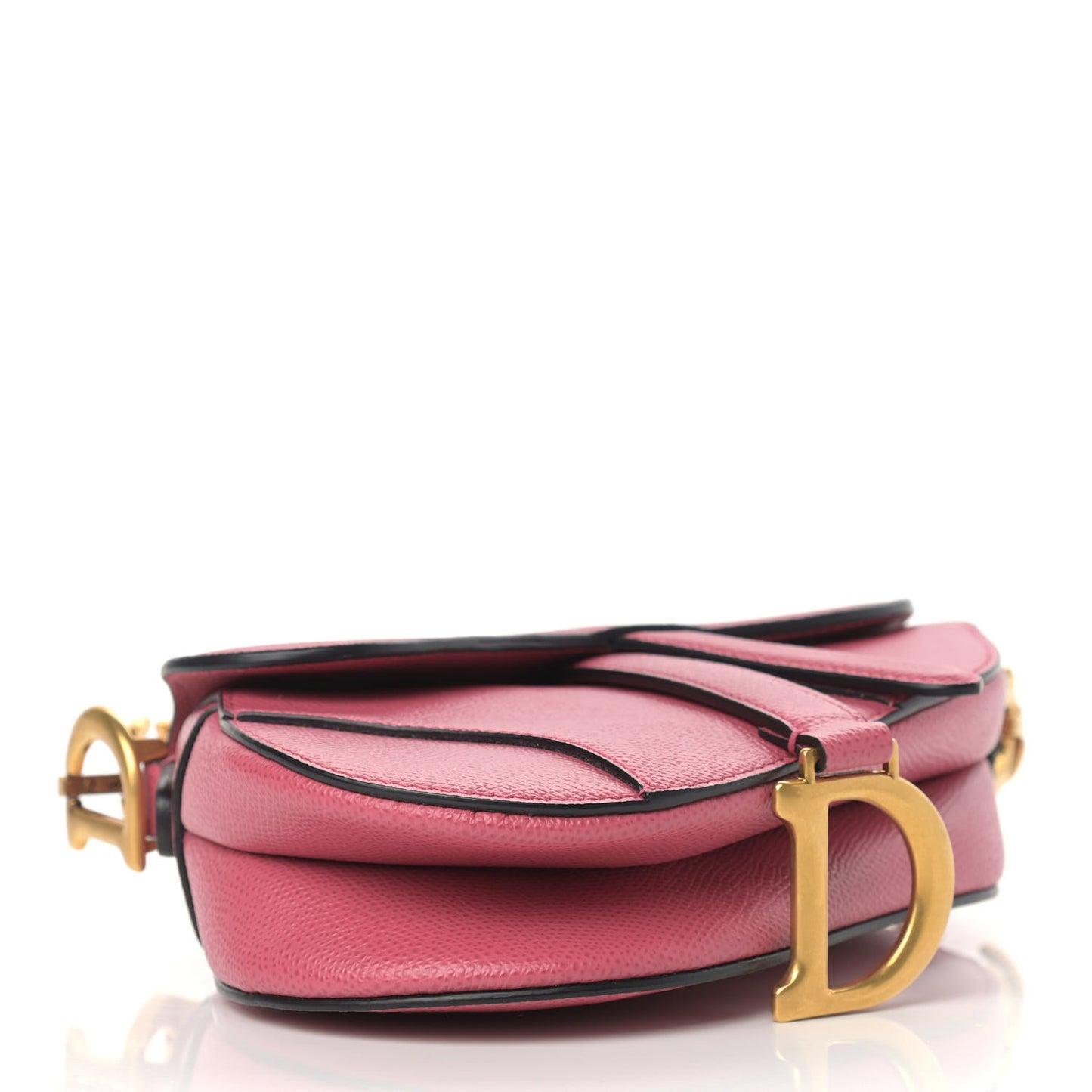 Grained Calfskin Mini Saddle Bag Dusty Pink