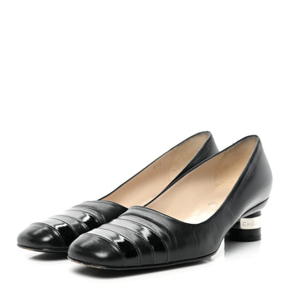 Chanel Lambskin Patent Pumps 38.5 Black 2 of 10