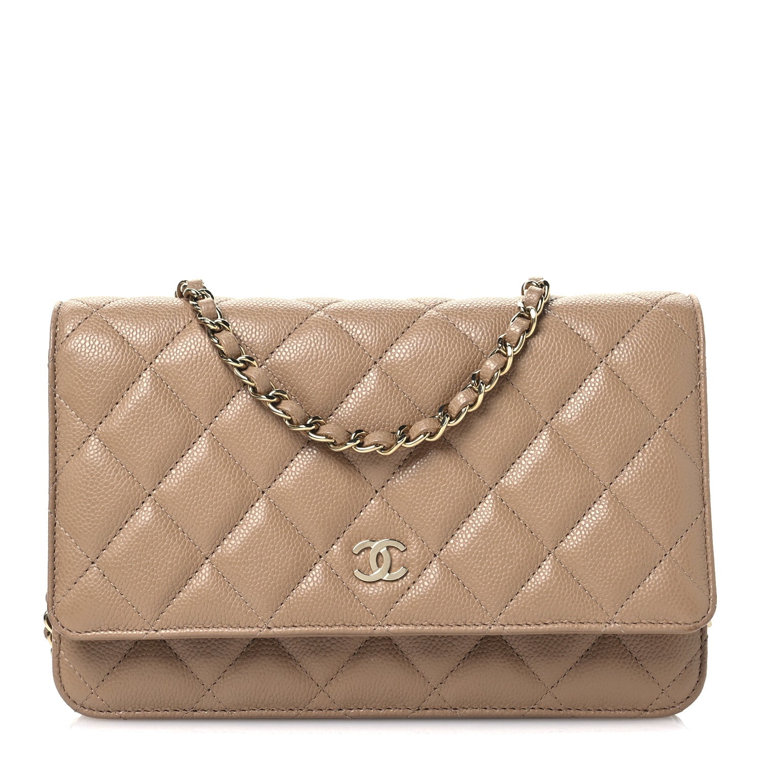 Chanel Caviar Quilted Wallet on Chain WOC Dark Beige 1 of 12
