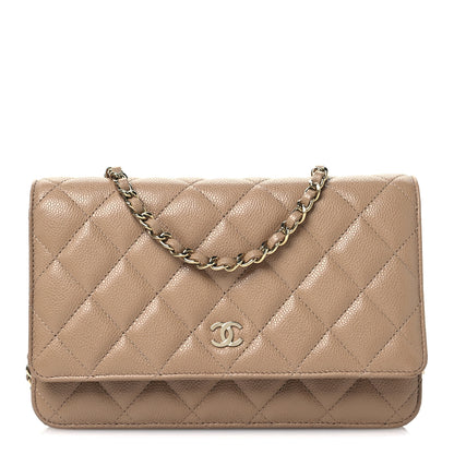 Chanel Caviar Quilted Wallet on Chain WOC Dark Beige 1 of 12