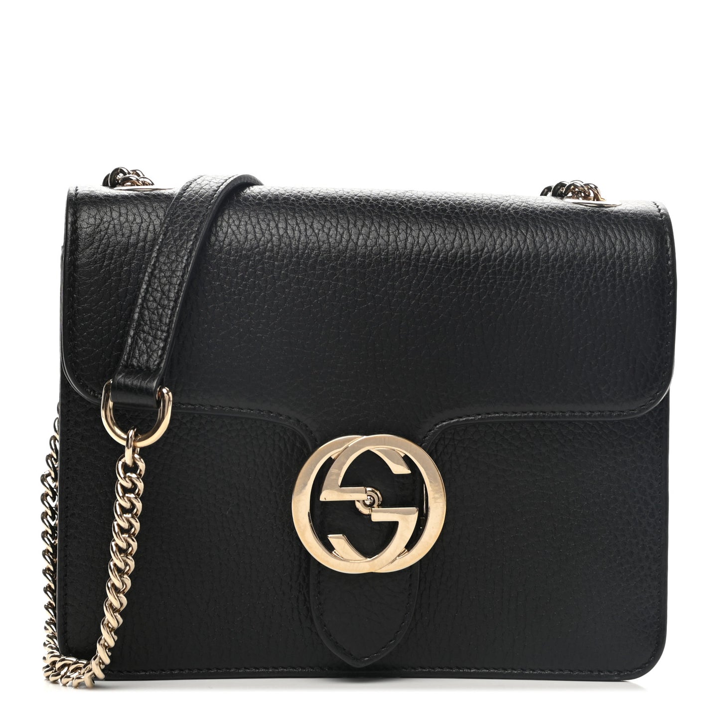 Dollar Calfskin Small Interlocking G Shoulder Bag Black