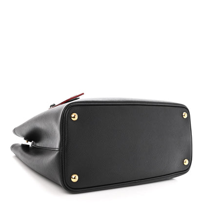 Prada Saffiano Cuir Medium Double Bag Black Fuoco 4 of 10