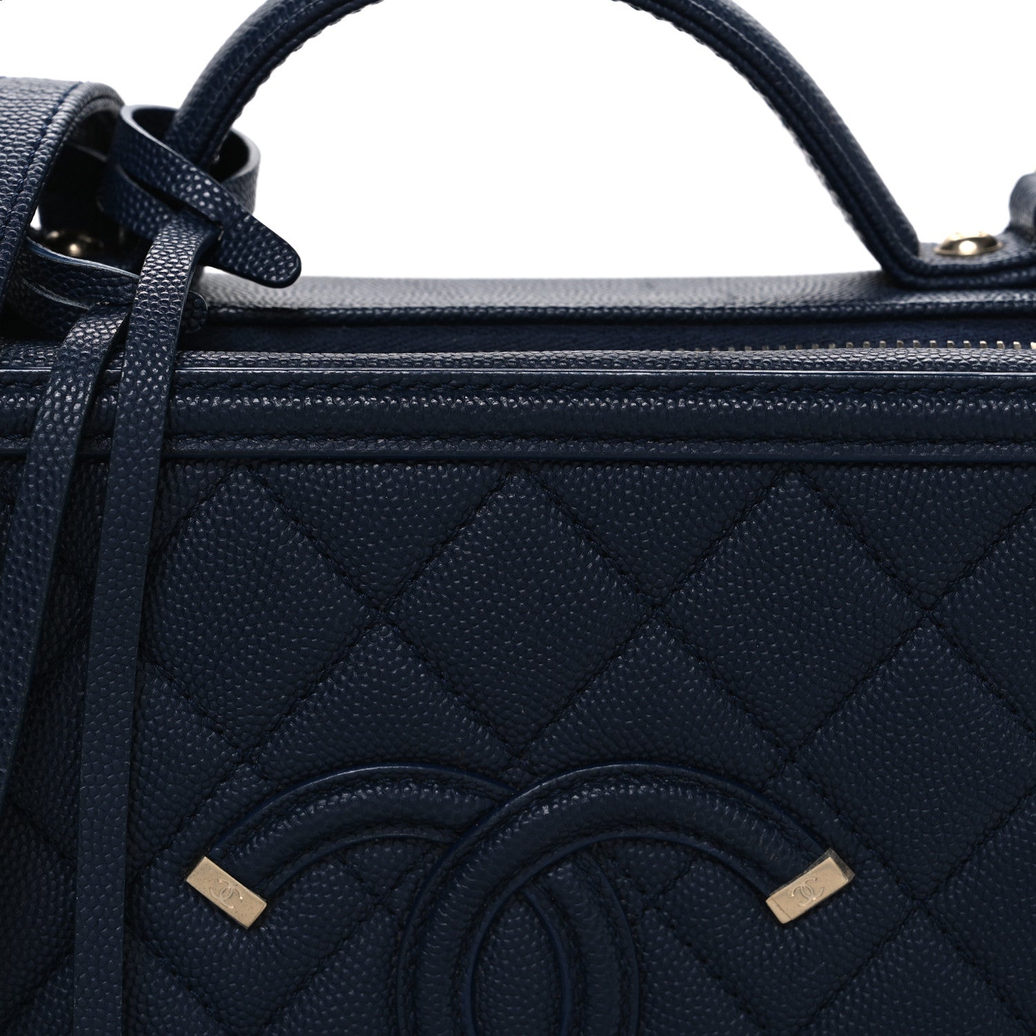 Chanel Caviar Quilted Medium CC Filigree Vanity Case Navy 8 of 10