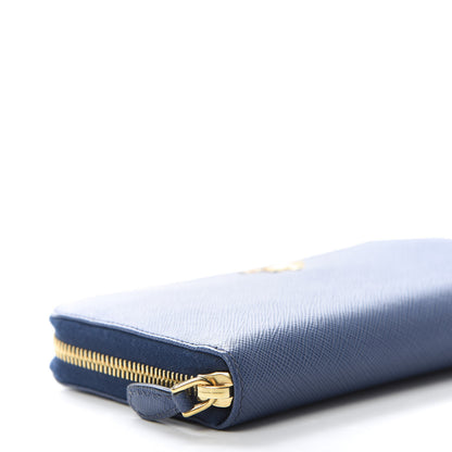 Prada Saffiano Metal Zip Around Wallet Cobalto 6 of 9