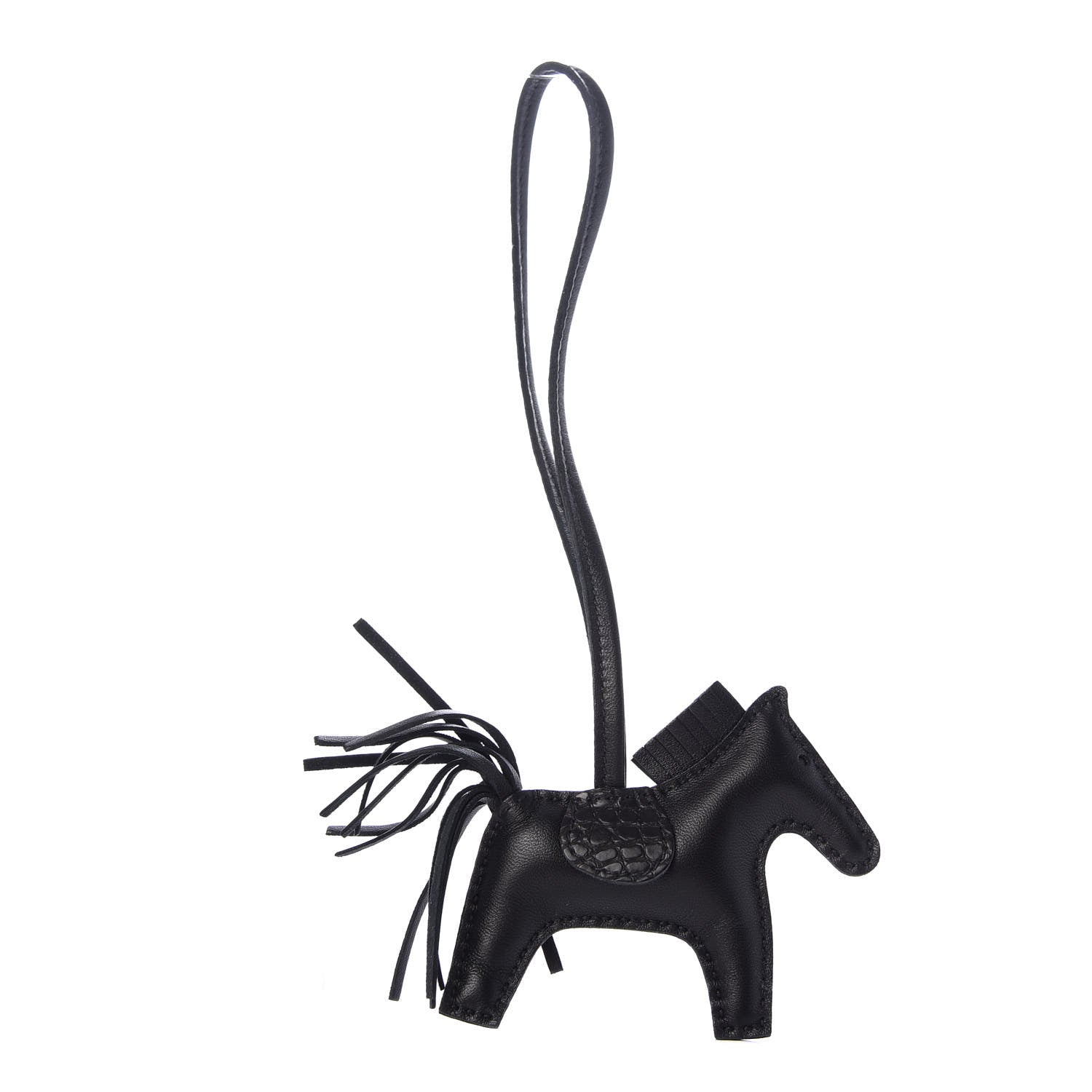 Hermes Milo Lambskin Matte Alligator Touch Grigri Rodeo Horse Bag Charm PM So Black 1 of 4