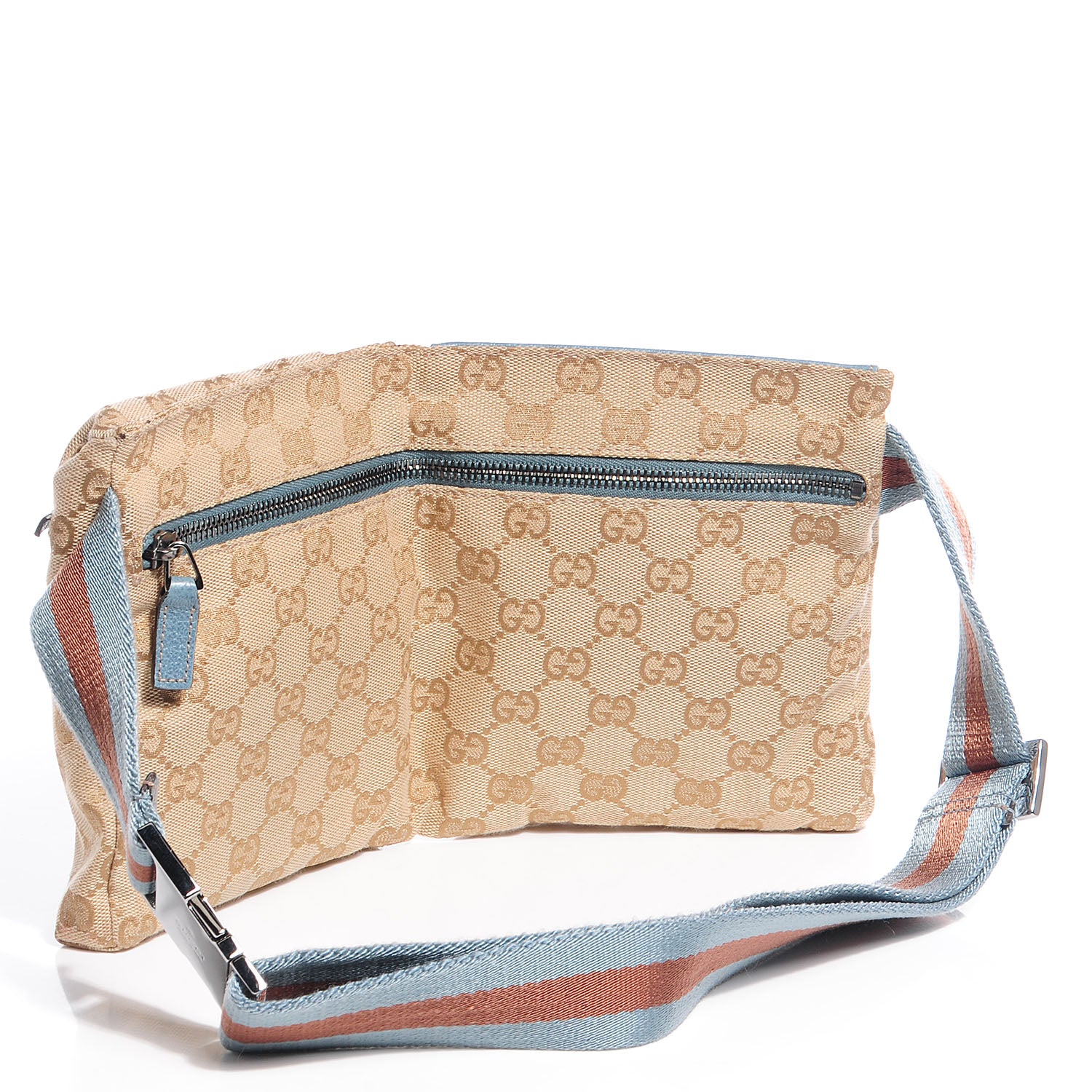 Gucci GG Monogram Web Double Pocket Belt Bag Blue 3 of 8