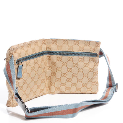 Gucci GG Monogram Web Double Pocket Belt Bag Blue 3 of 8