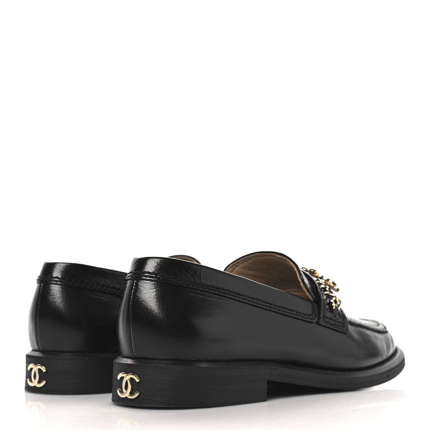 Calfskin Enamel Charms Mocassin Loafers 38 Black