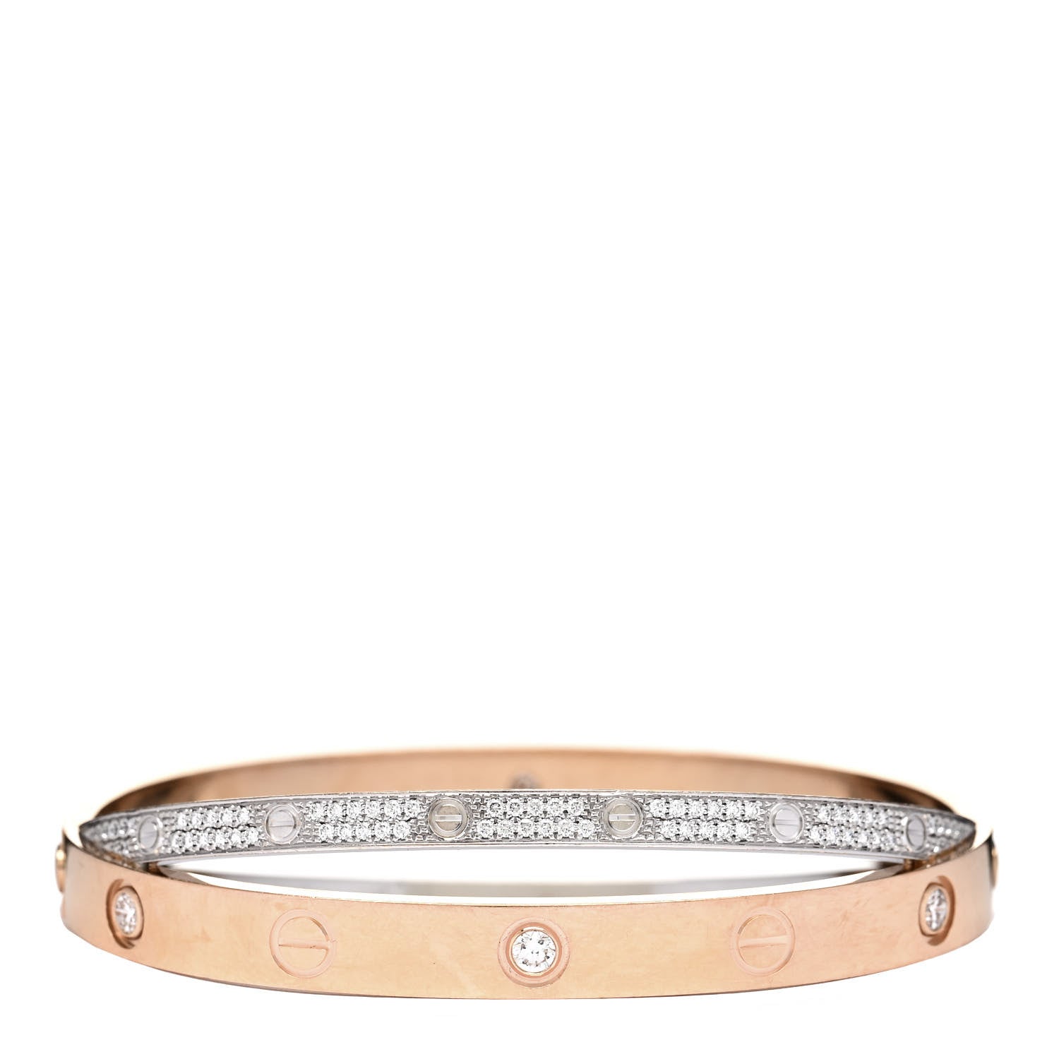 Cartier 18K Pink White Gold Diamond Double LOVE Paved Bracelet 16 2 of 4