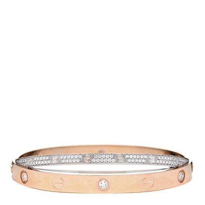 Cartier 18K Pink White Gold Diamond Double LOVE Paved Bracelet 16 2 of 4