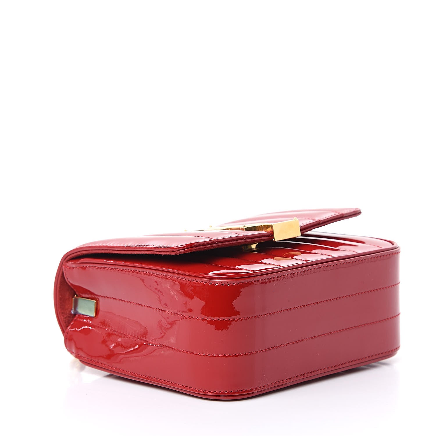 Saint Laurent Patent Matelasse Monogram Small Vicky Chain Bag Red 4 of 9