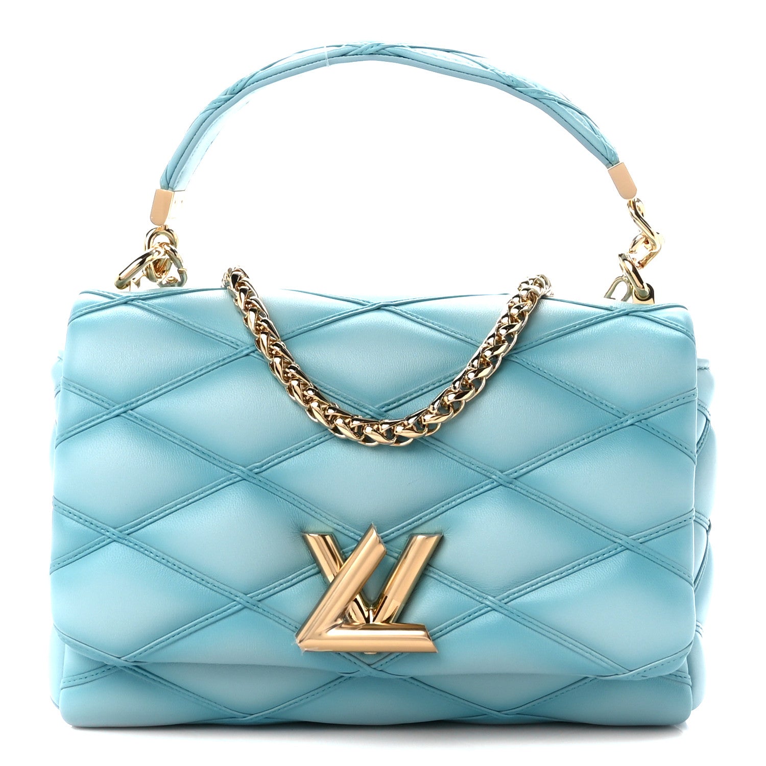 Louis Vuitton Lambskin Malletage Top Handle GO-14 MM Lagoon 3 of 11