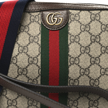 Gucci GG Supreme Monogram Textured Dollar Calfskin Web Ophidia Wristlet Shoulder Bag Beige Ebony New Acero 8 of 11