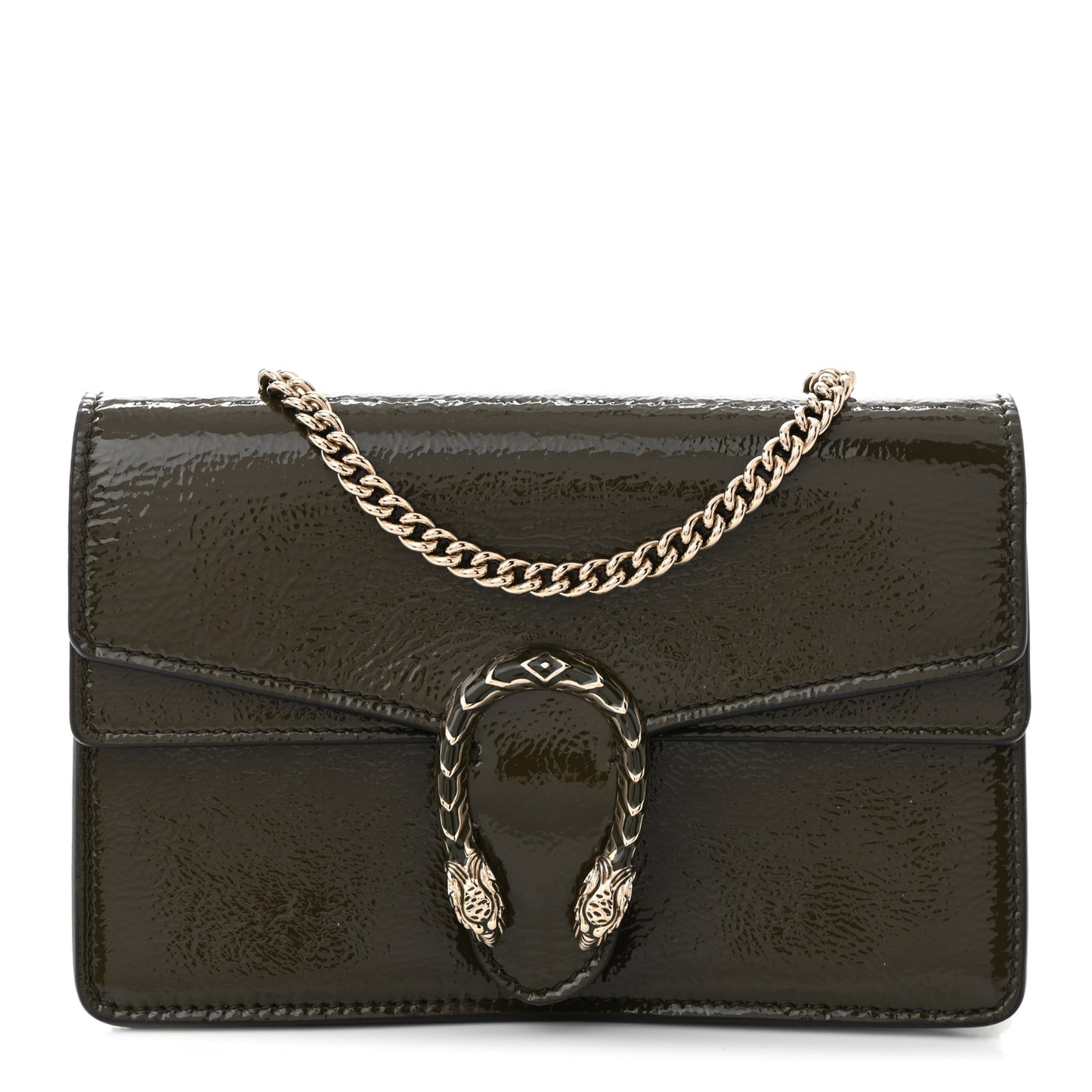 Crinkled Patent Mini Dionysus Shoulder Bag Green