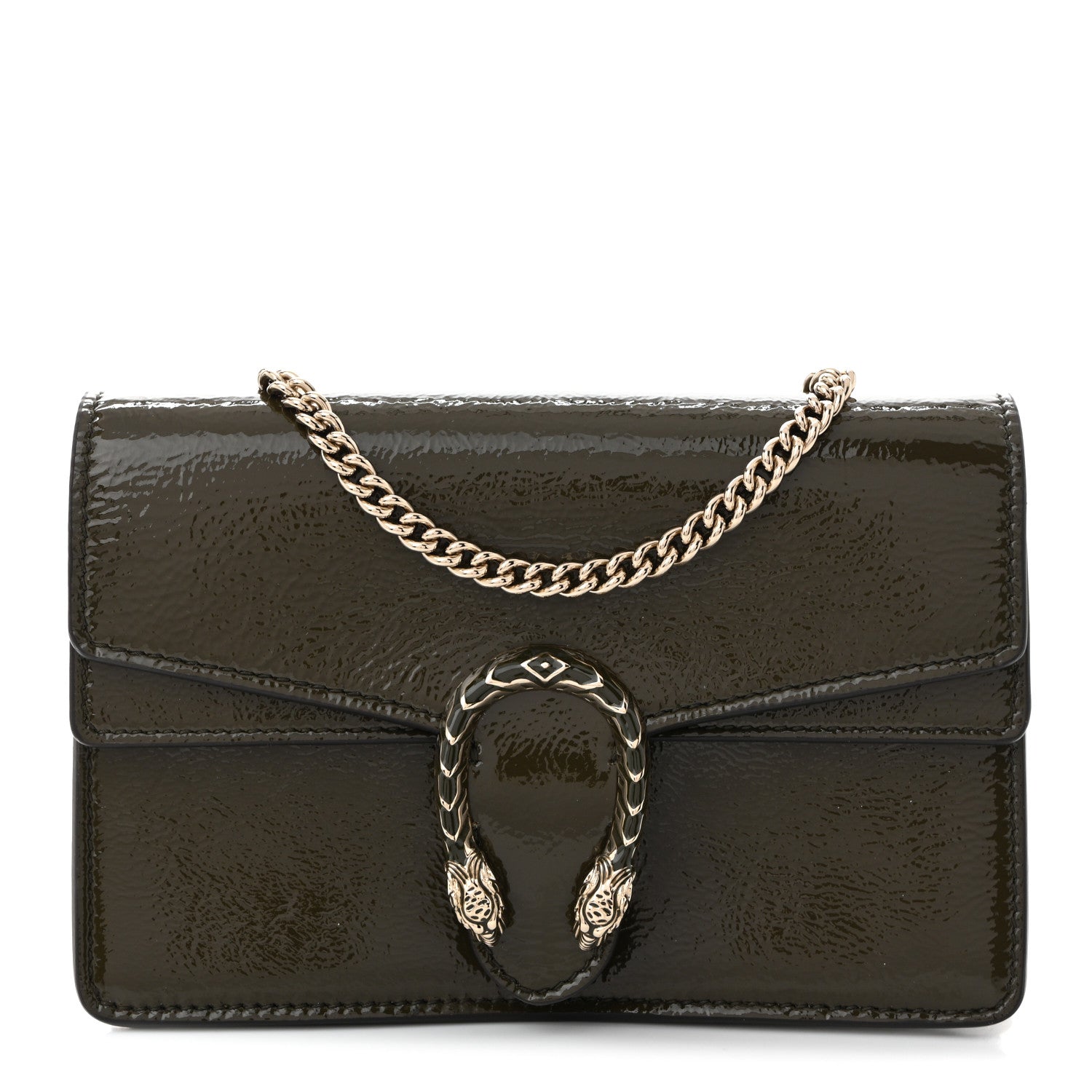 Gucci Crinkled Patent Mini Dionysus Shoulder Bag Green 1 of 10