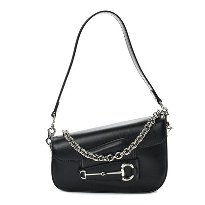 Gucci Calfskin Mini Horsebit 1955 Asymmetric Shoulder Bag Black 1 of 9