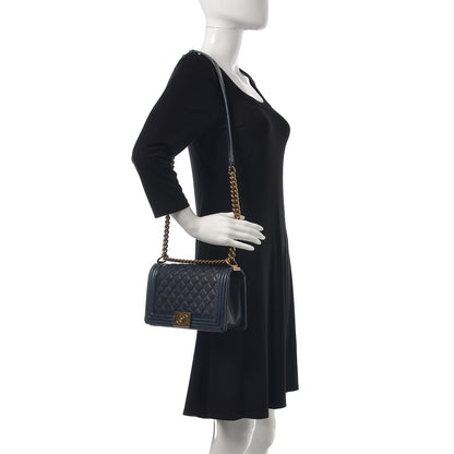 Chanel Caviar Quilted Medium Boy Flap Navy 2 of 7