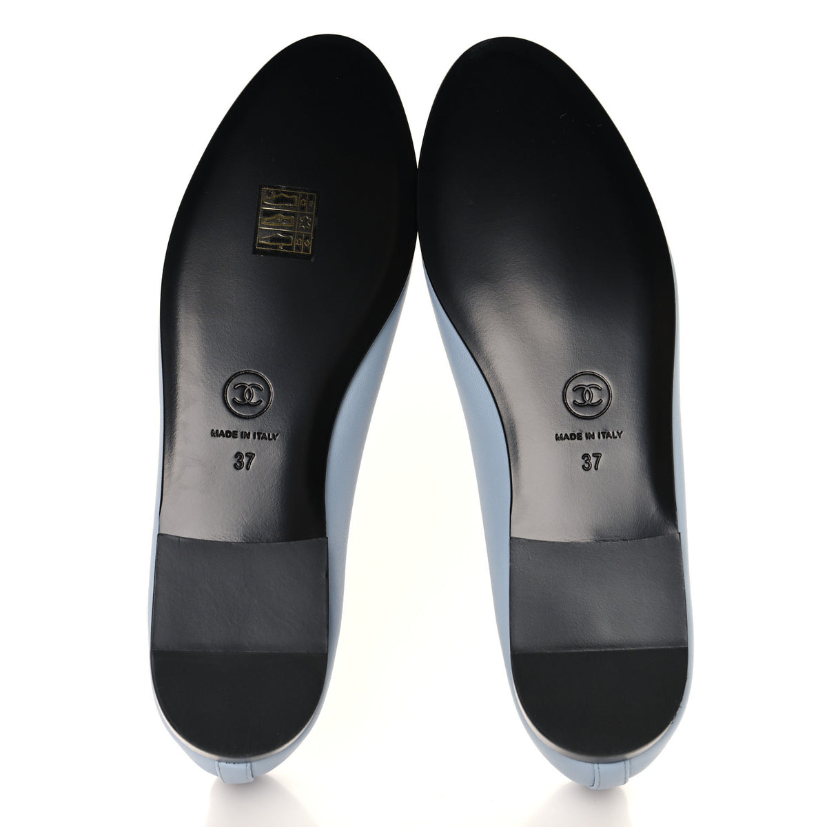 Lambskin Cap Toe CC Ballerina Flats 37 Light Blue Black