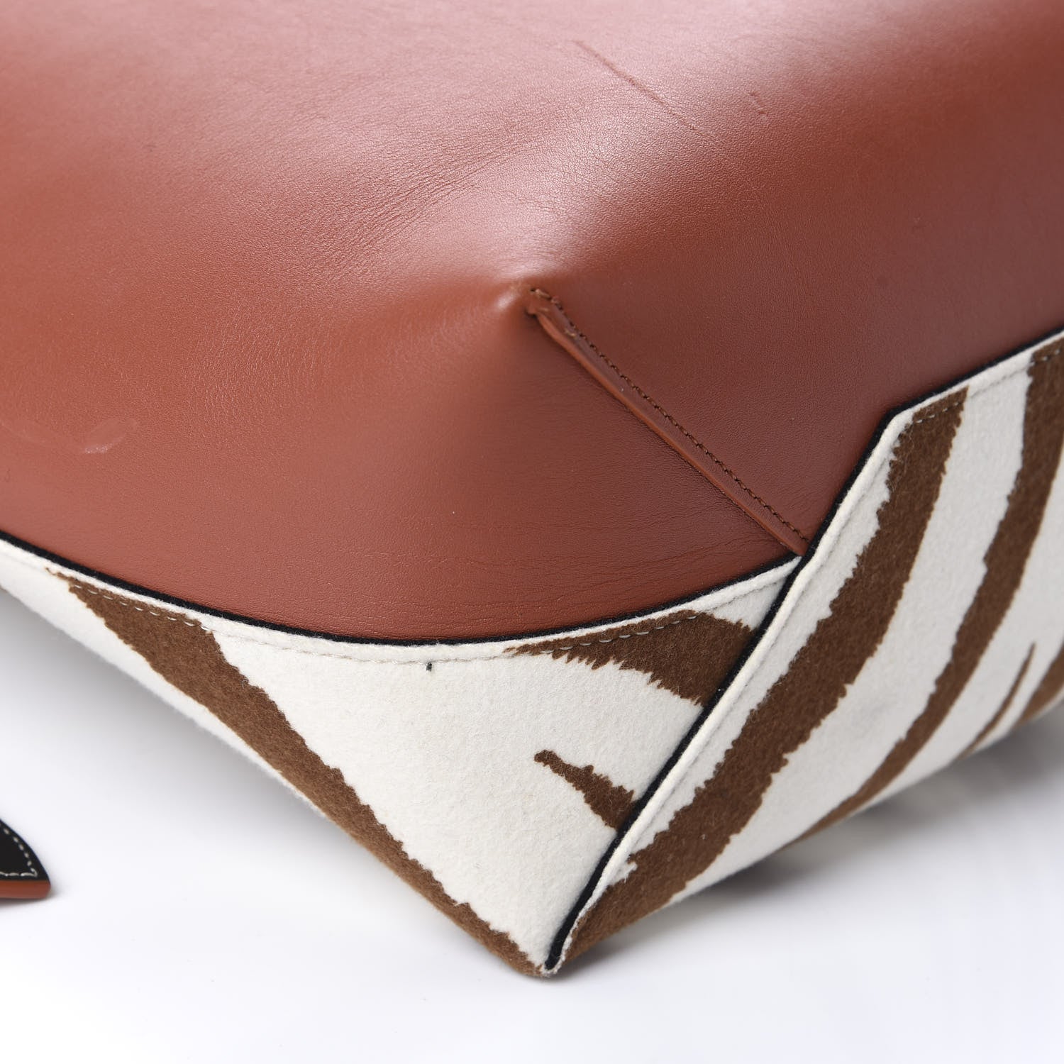 Celine Shiny Smooth Calfskin Zebra Printed Calf Hair Small Twisted Cabas Chalk Brick 6 of 8