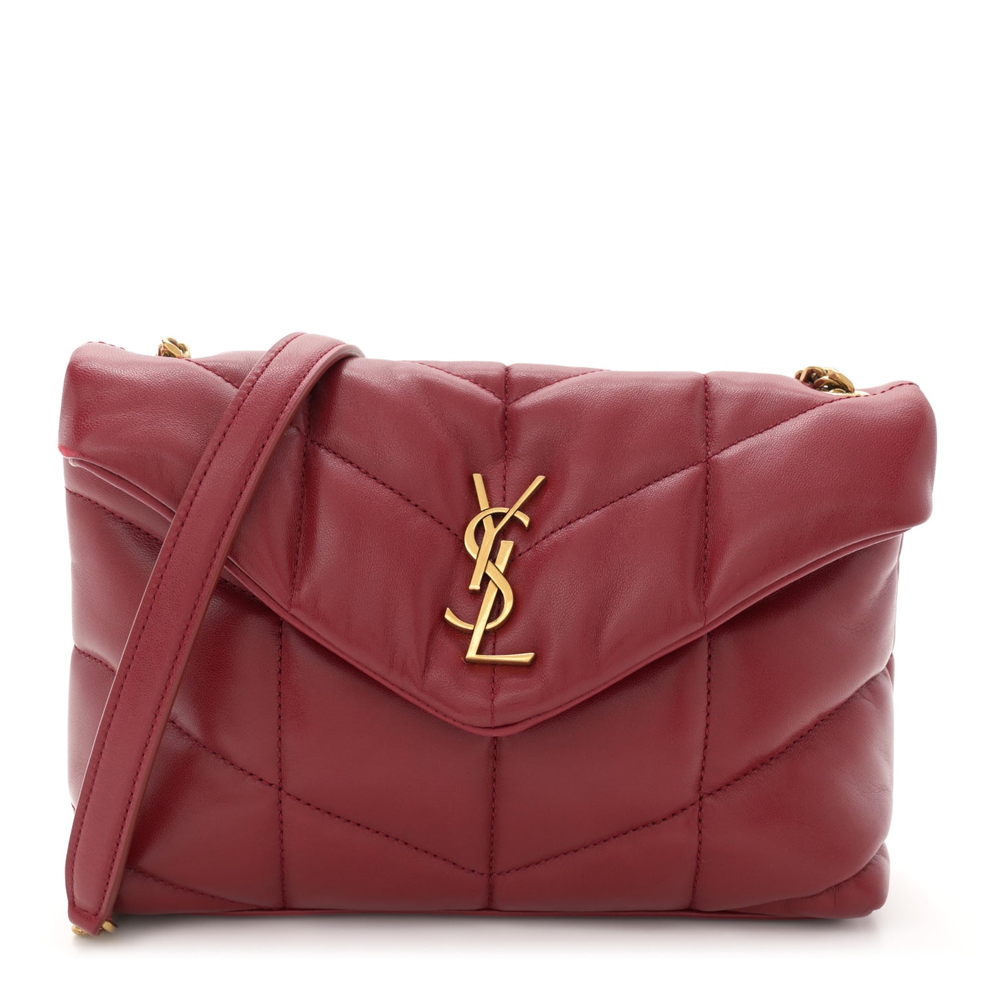 Lambskin Quilted Toy Loulou Puffer Monogram Chain Satchel Red