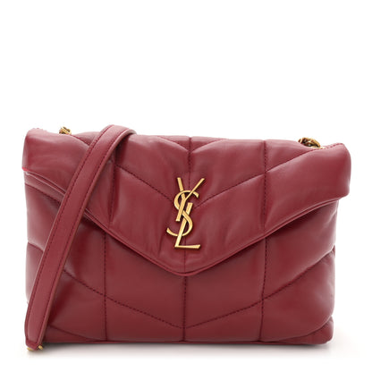 Saint Laurent Lambskin Quilted Toy Loulou Puffer Monogram Chain Satchel Red 1 of 11