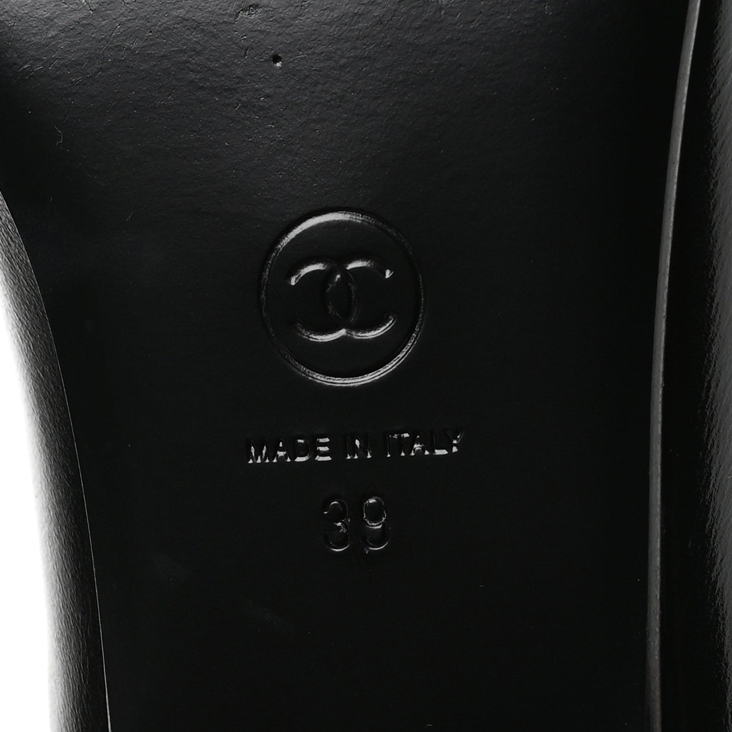 Shiny Calfskin Crystal CC Mules 39 Black
