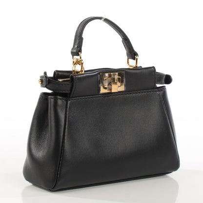 Fendi Nappa Micro Peekaboo Iconic Satchel Black 3 of 8
