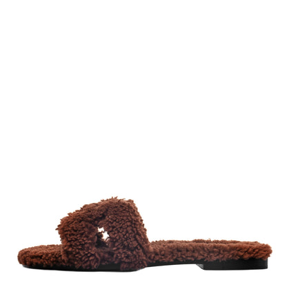 Hermes Woolskin Oran Sandals 40 Cognac 1 of 7