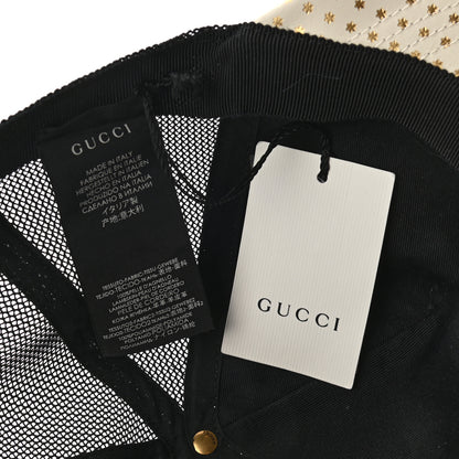 Gucci X SEGA Calfskin GUCCY Stars Baseball Hat XXL Mystic White Gold 8 of 9