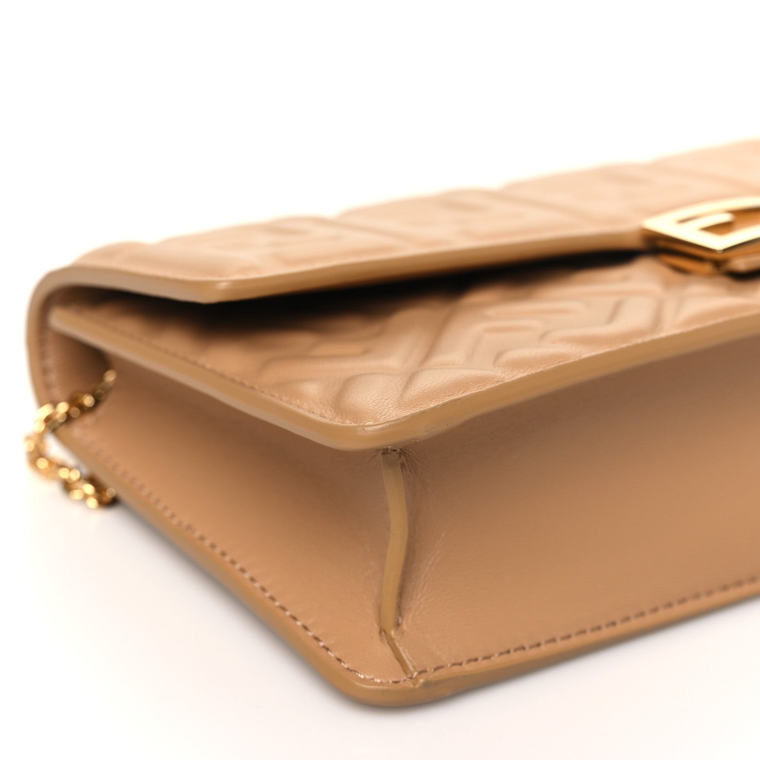 Fendi Nappa Matisse FF Embossed Wallet On Chain Miele Scuro 9 of 10