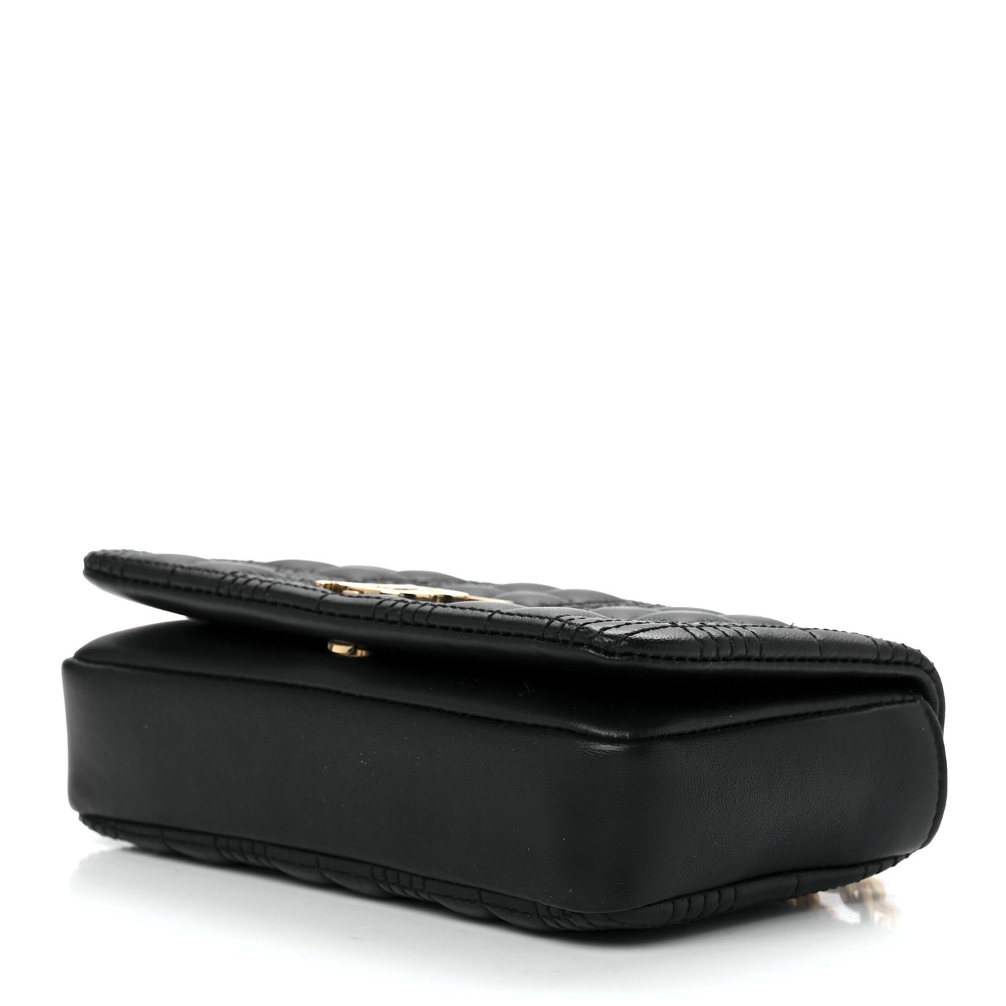 Grainy Calfskin Quilted Mini Lola Bag Black