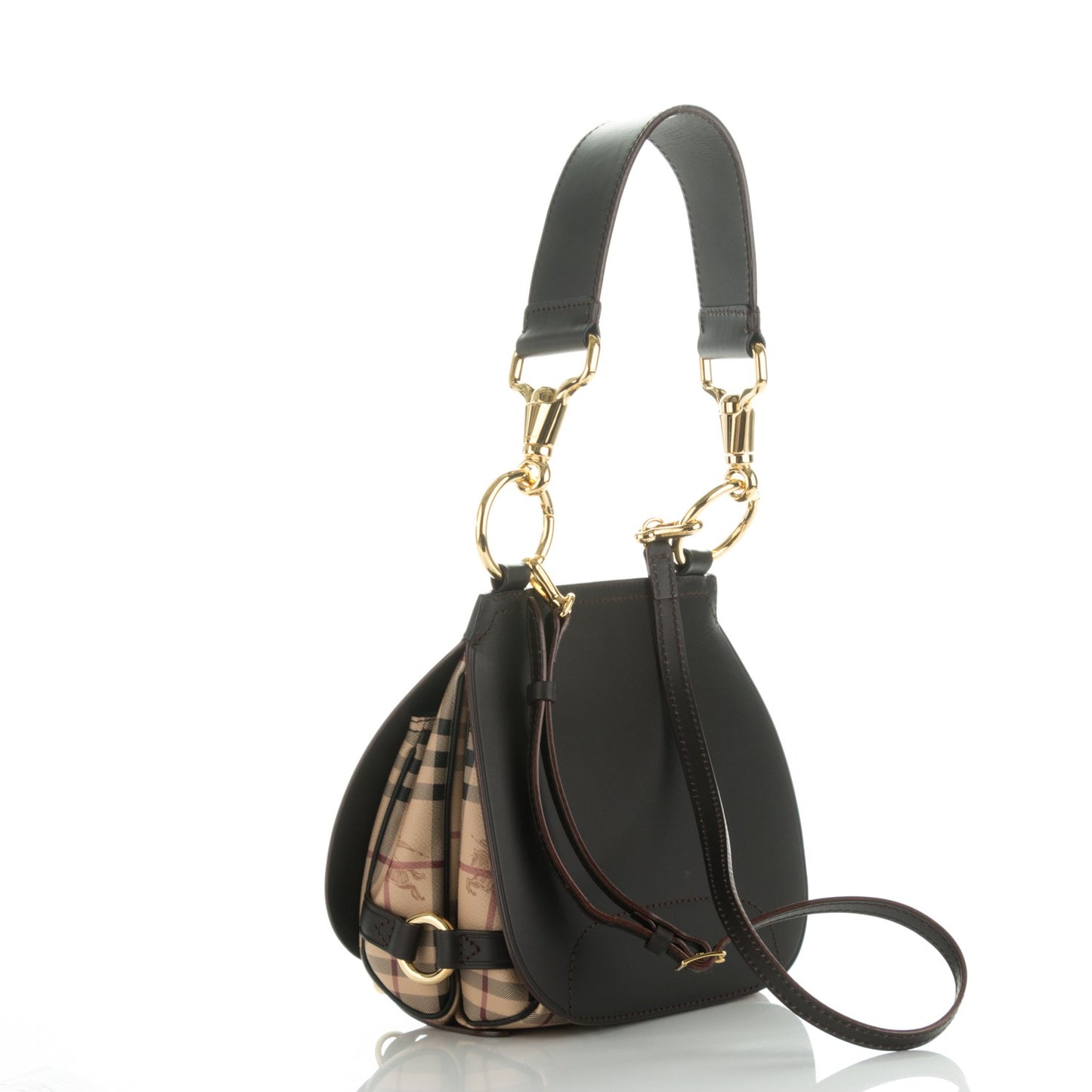 Haymarket Check Large Bridle Saddle Bag Dark Clove Brown