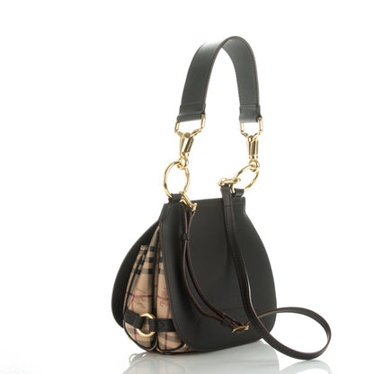Burberry Haymarket Check Large Bridle Saddle Bag Dark Clove Brown 3 of 9