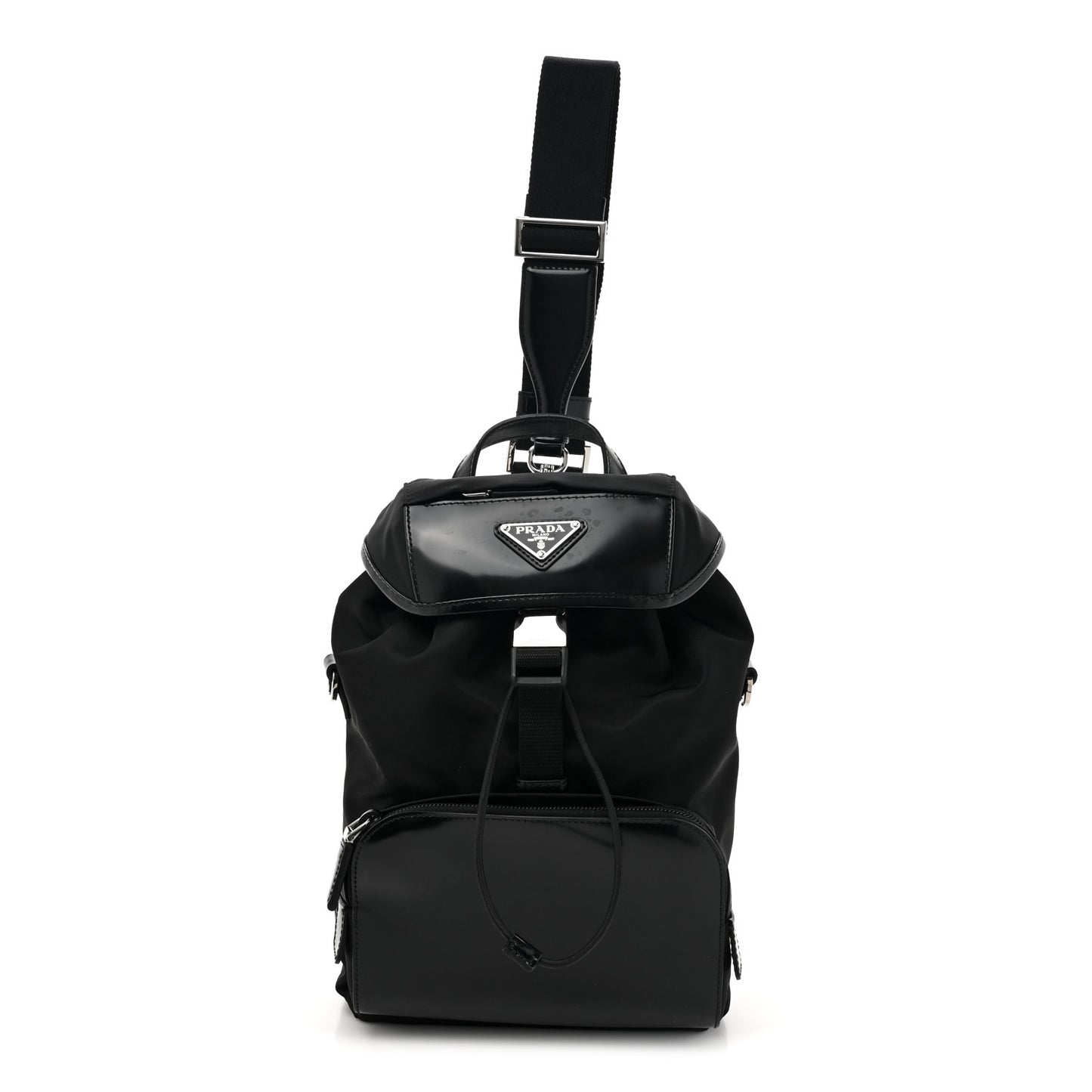 Nylon Brushed Calfskin Mini Backpack Black