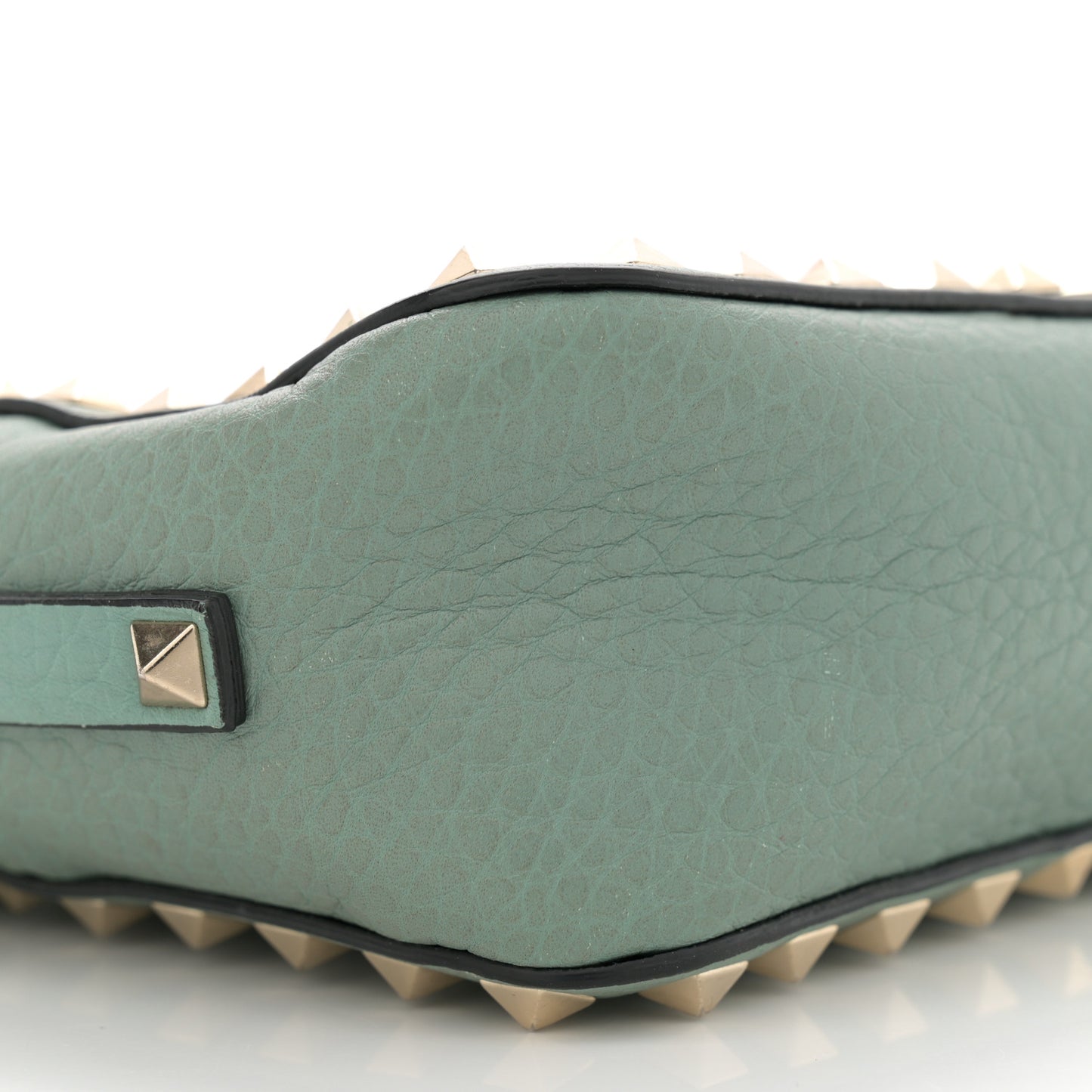 Pebbled Calfskin Rockstud Camera Crossbody Bag Green