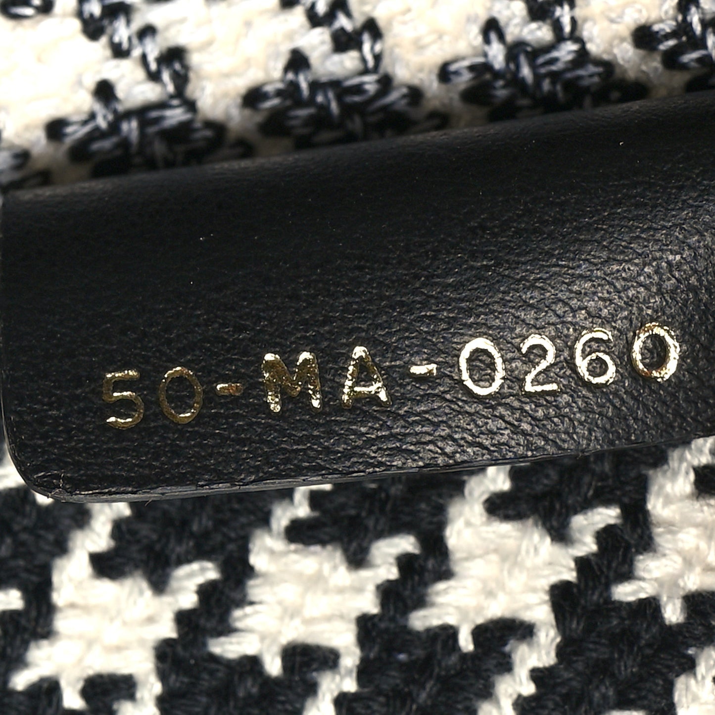 Canvas Houndstooth Embroidered Medium Book Tote Black White