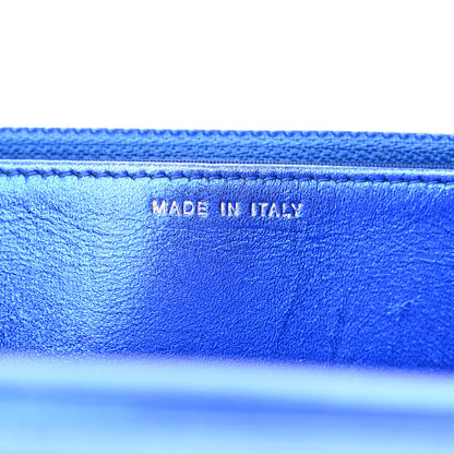 Chanel Metallic Patent Calfskin Quilted Boy Wallet on Chain WOC Blue 8 of 15