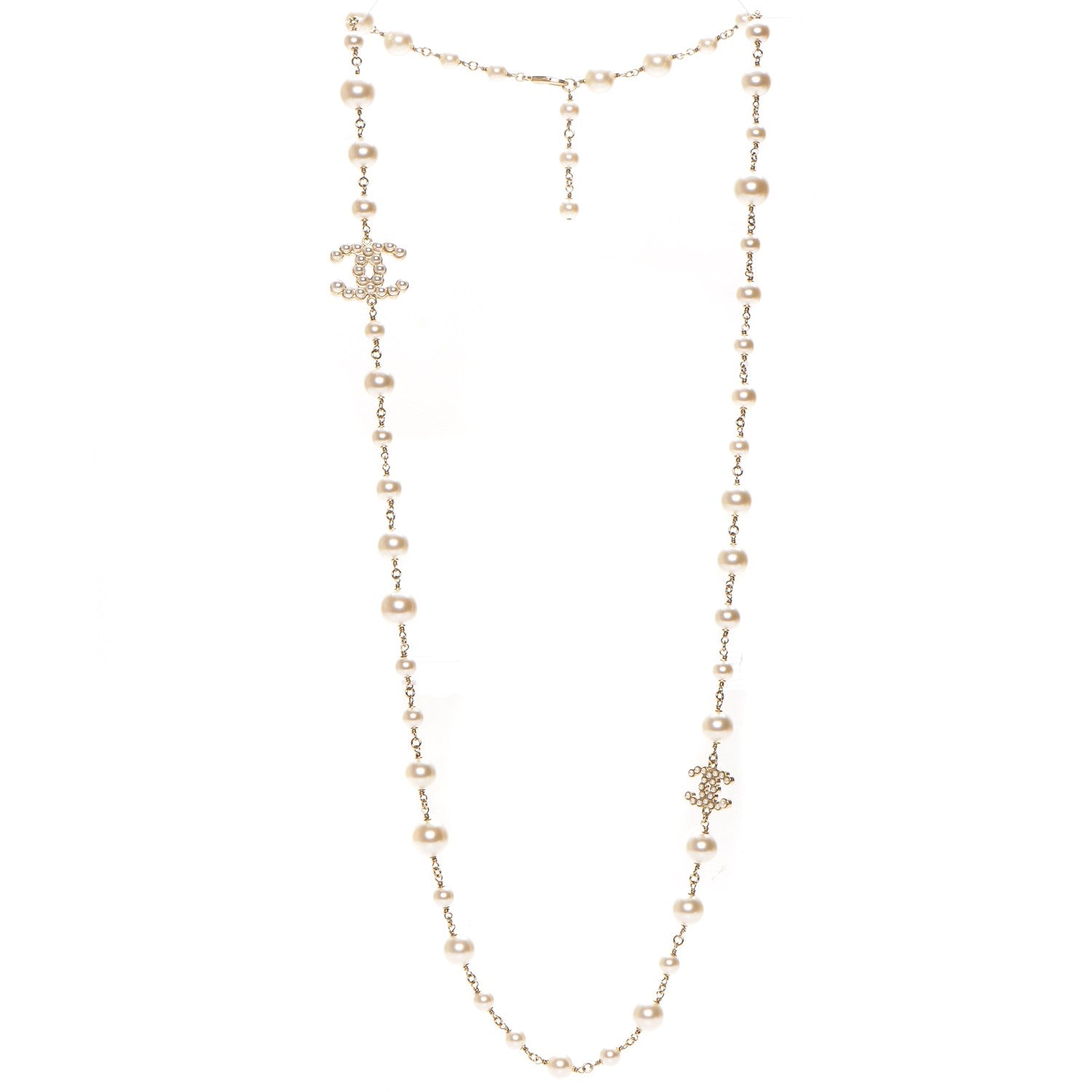 Chanel Pearl CC Long Necklace Gold 3 of 7