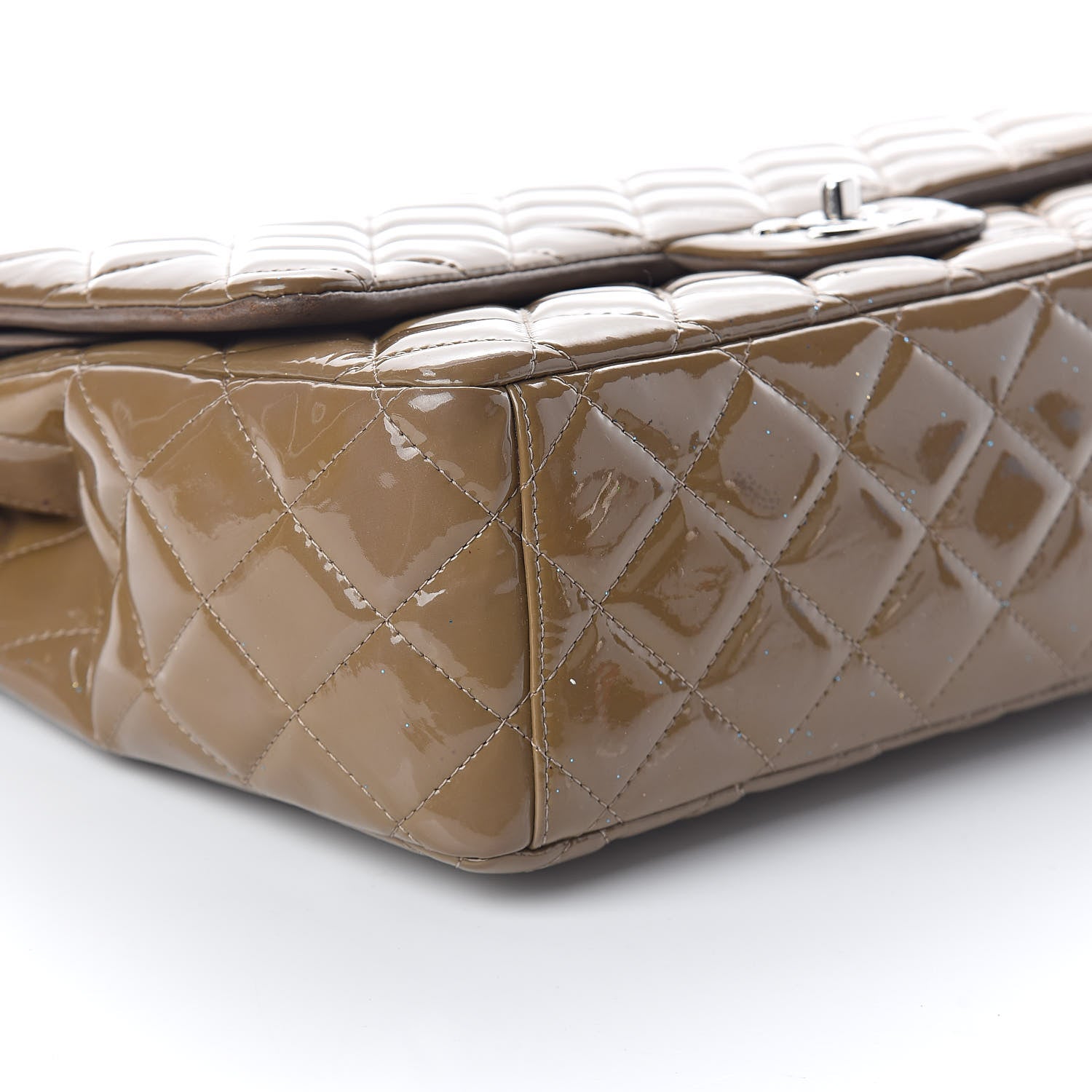 Chanel Patent Quilted Maxi Double Flap Grey 9 of 13