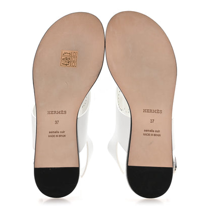 Hermes Calfskin Kola Sandals 37 White 6 of 8