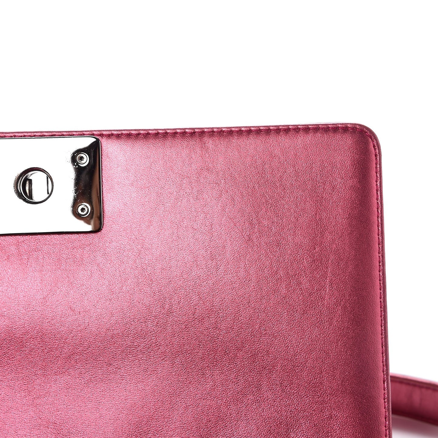 Metallic Patent Calfskin Quilted Medium Boy Flap Pink