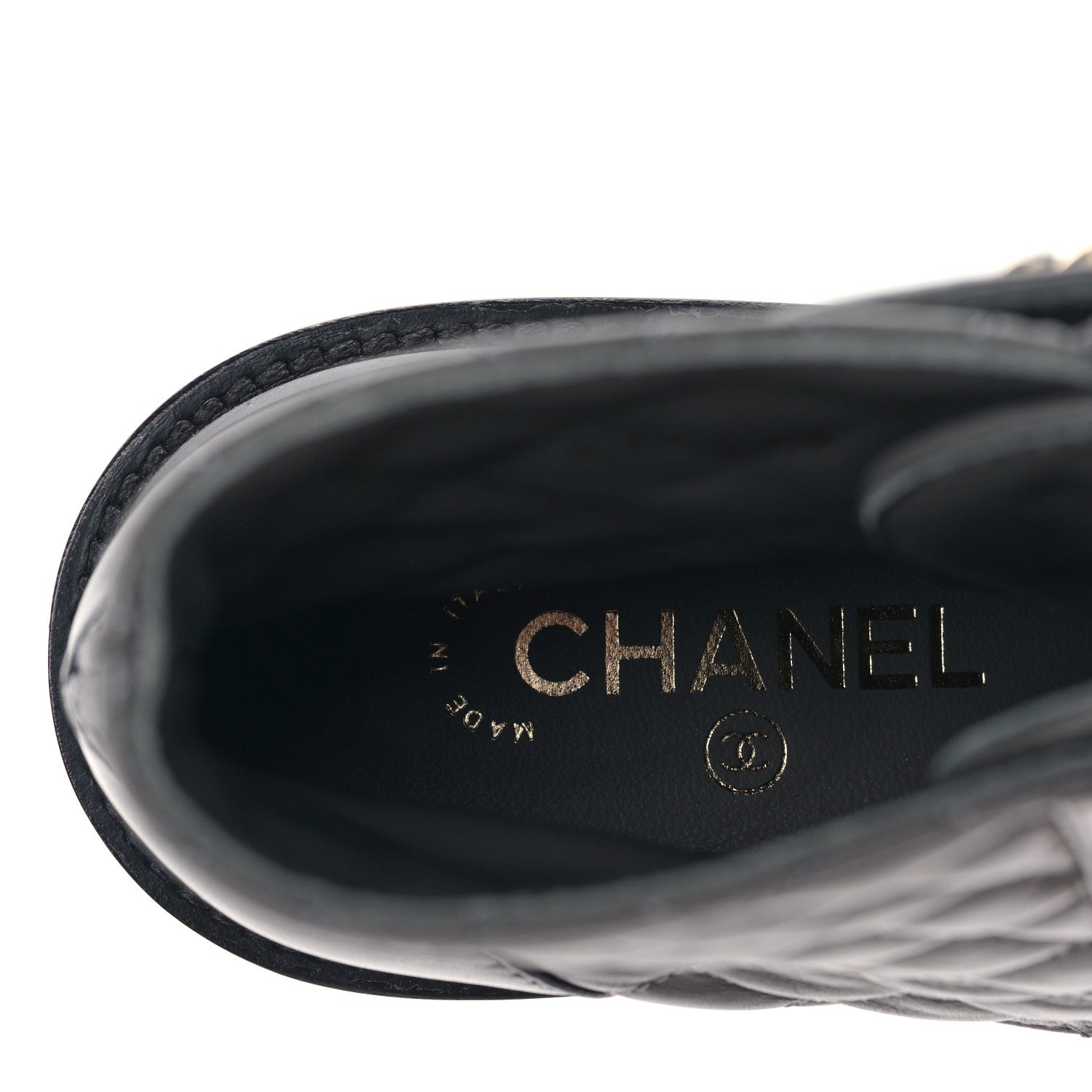 Chanel Shiny Lambskin Quilted Lace Up Combat Boots 38 Grey Black 7 of 9