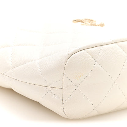 Chanel Caviar Quilted Hobo Clutch With Chain White 9 of 10